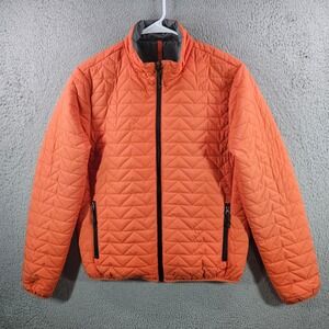 Rainforest Womens Quilted Puffer Jacket Orange Full Zip Lightweight Coat Small